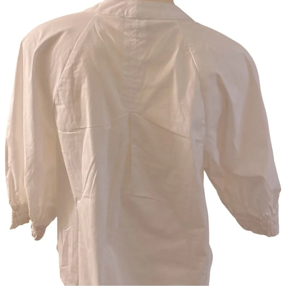 Evereve Popover White Top - S white , cotton spandex , quarter sleeve ga… - Picture 5 of 5
